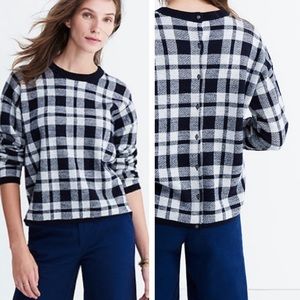 Madewell Crew Neck Wool Plaid Sweater
